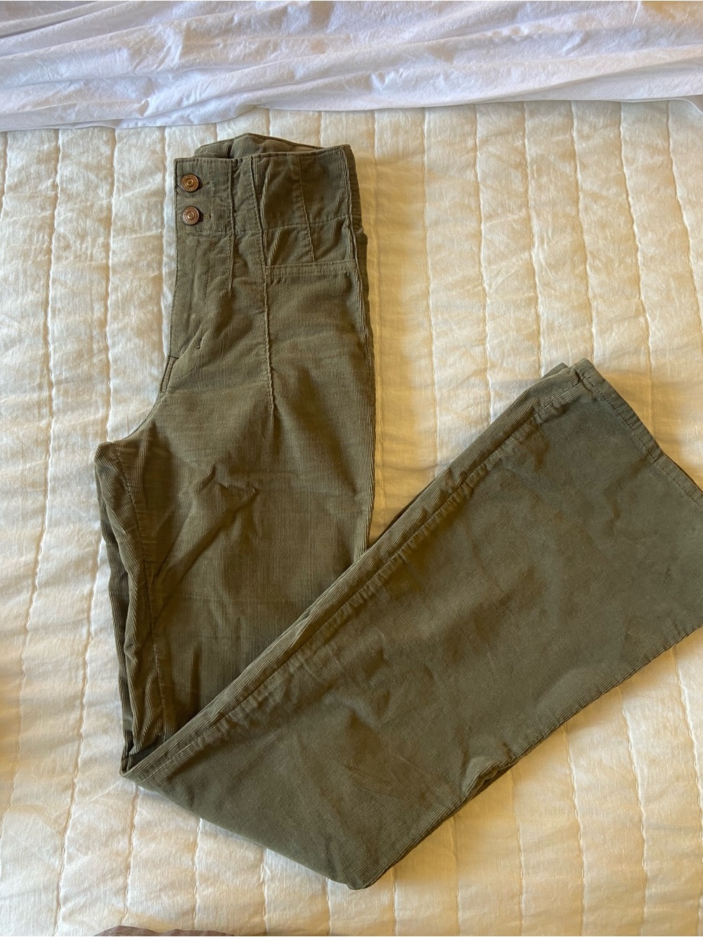 Free People Olive Green Corduroy Bootcut Pants